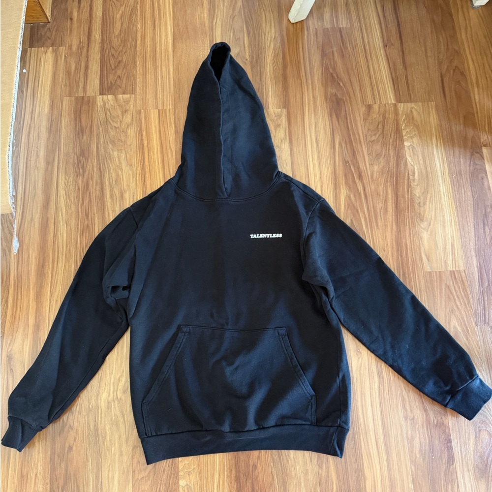 TALENTLESS Black Hoodie with Small White Logo